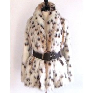 Designer Marei 1998 Multi Color Animal Print Faux Fur Jacket Coat Size Small